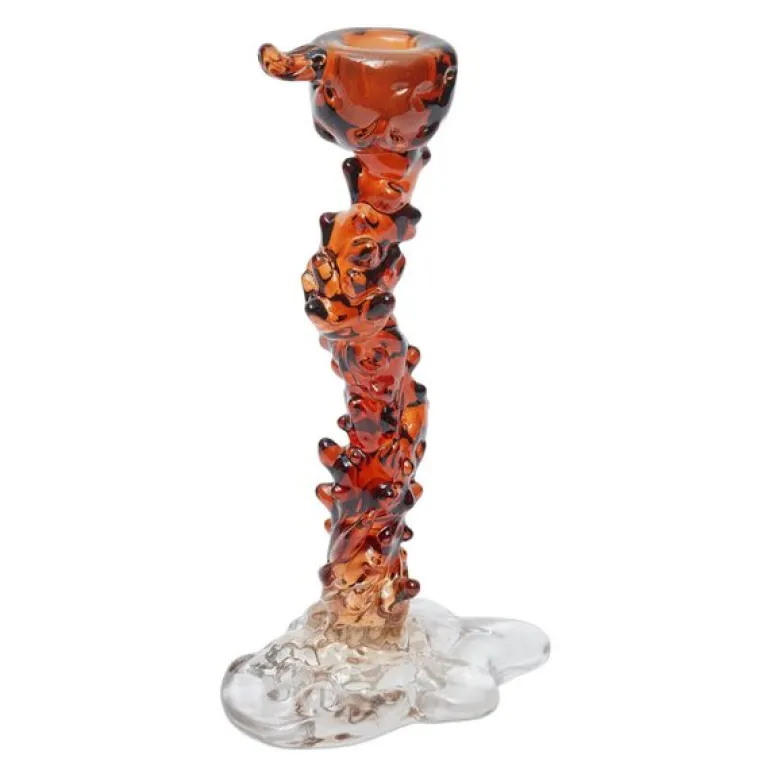 Drip lysestake i glass L 25 cm mørk brun