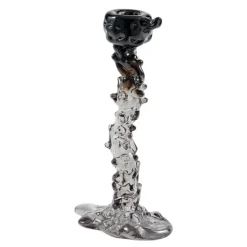 Drip lysestake i glass L 25 cm svart