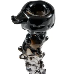Drip lysestake i glass L 25 cm svart
