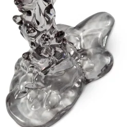 Drip lysestake i glass L 25 cm svart