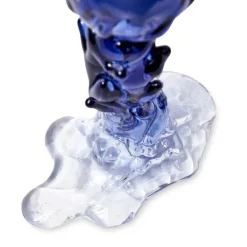Drip lysestake i glass S 14 cm mørk blå