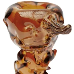 Drip lysestake i glass S 14 cm mørk brun