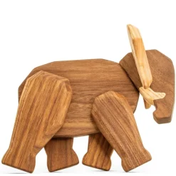 Far elefant trefigur 16 cm valnøtt/ask