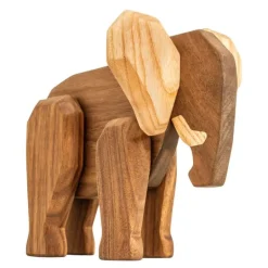 Far elefant trefigur 16 cm valnøtt/ask
