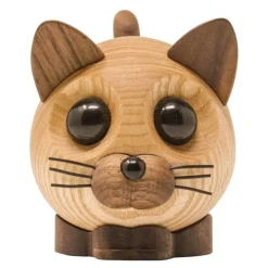 Felix katt trefigur 9 cm ask/valnøtt