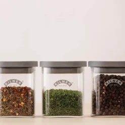 Fresh krydderkrukkesett 4 deler glass/grå