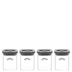 Fresh krydderkrukkesett 4 deler glass/grå