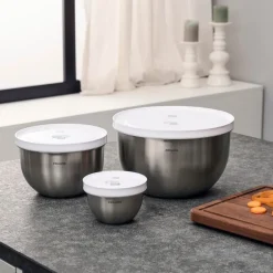 Fresh & Save vakuumskålsett 6 deler rustfritt stål