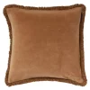 Fringe putetrekk fløyel 50x50 cm fudge
