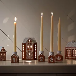 Gingerbread adventsstake 4 deler brun