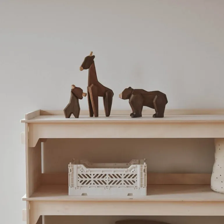 Giraff trefigur 23 cm valnøtt/ask