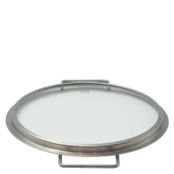 Glasslokk 24 cm børstet stål