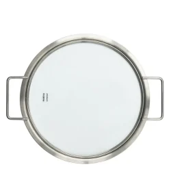 Glasslokk 24 cm børstet stål