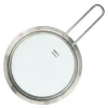 Glasslokk 16 cm børstet stål
