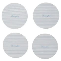 Glassunderlag dobbelsidig 9 cm 4 stk hvit/blå