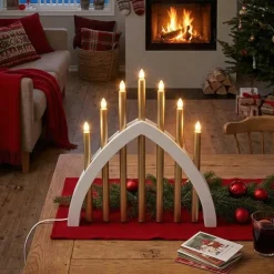 Gotland adventsstake 45 cm hvit/matt messing