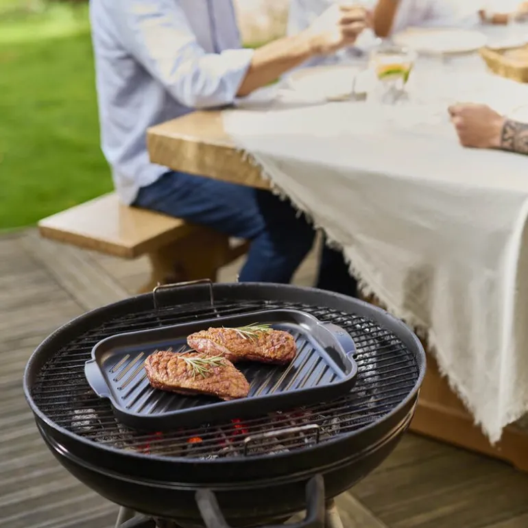 Grill2Table rillet grillplate 38x26 cm svart