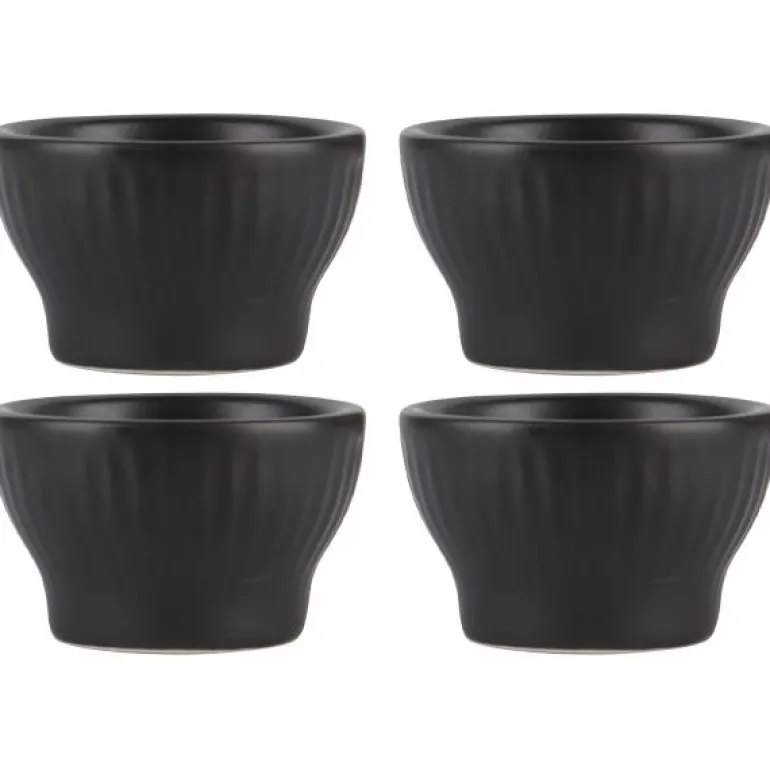 Groovy stentøy eggeglass 4 stk gaveeske svart