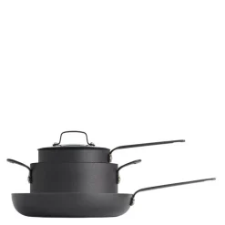 Gusto grytesett 5 deler svart aluminium