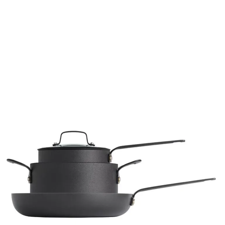Gusto grytesett 5 deler svart aluminium