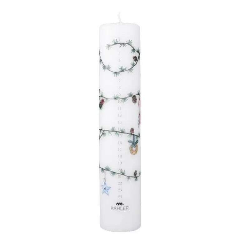 Hammershøi Christmas kalenderlys 2026 25 cm hvit m/dekor