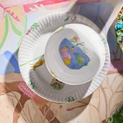 Hammershøi Kids sett med krus/tallerken og skål hvit m/deko