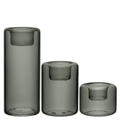 Happy lyslykt 6,8/10,5/15 cm 3 stk antracit