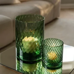 Harlekin lykt/vase 12,5 cm grønn