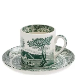 Heritage Green Italian espressokopp med skål 9cl