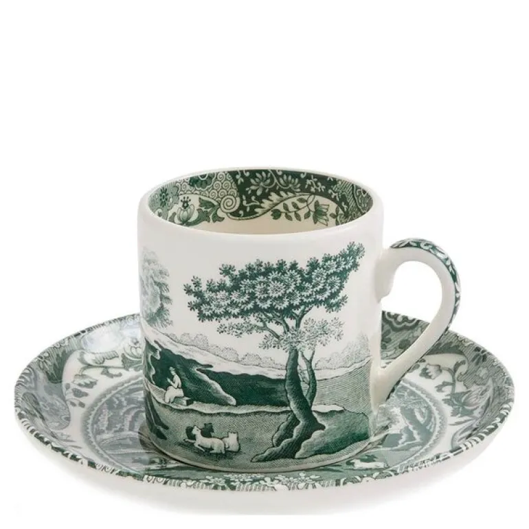 Heritage Green Italian espressokopp med skål 9cl