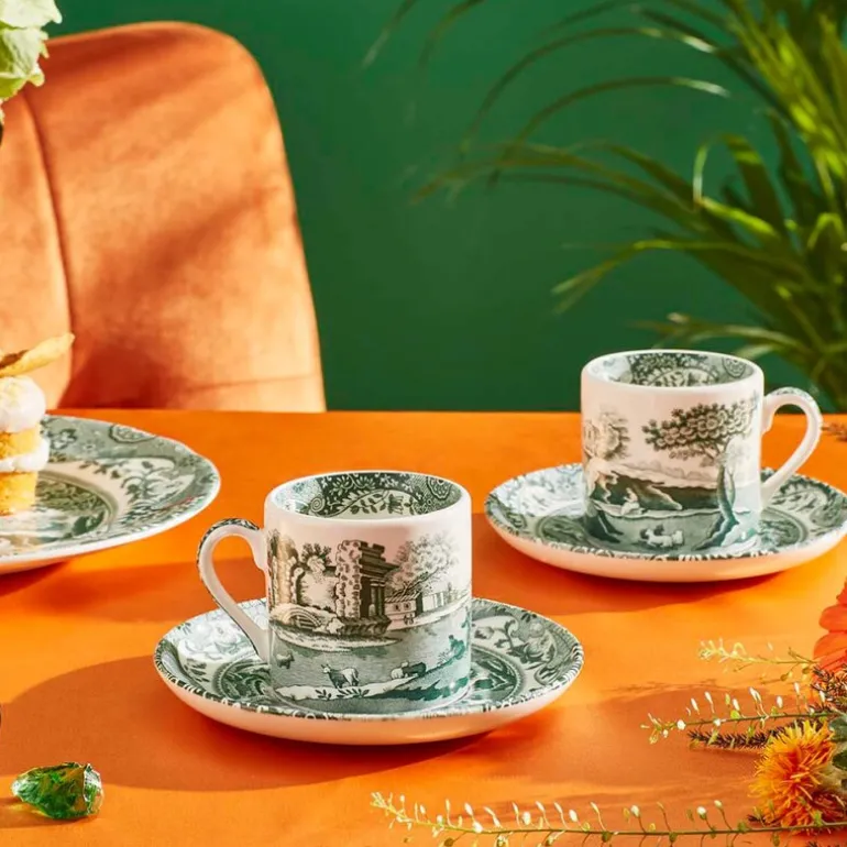 Heritage Green Italian espressokopp med skål 9cl