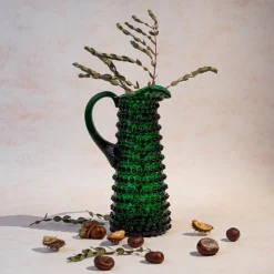 Hobnail karaffel høy 1L dark green
