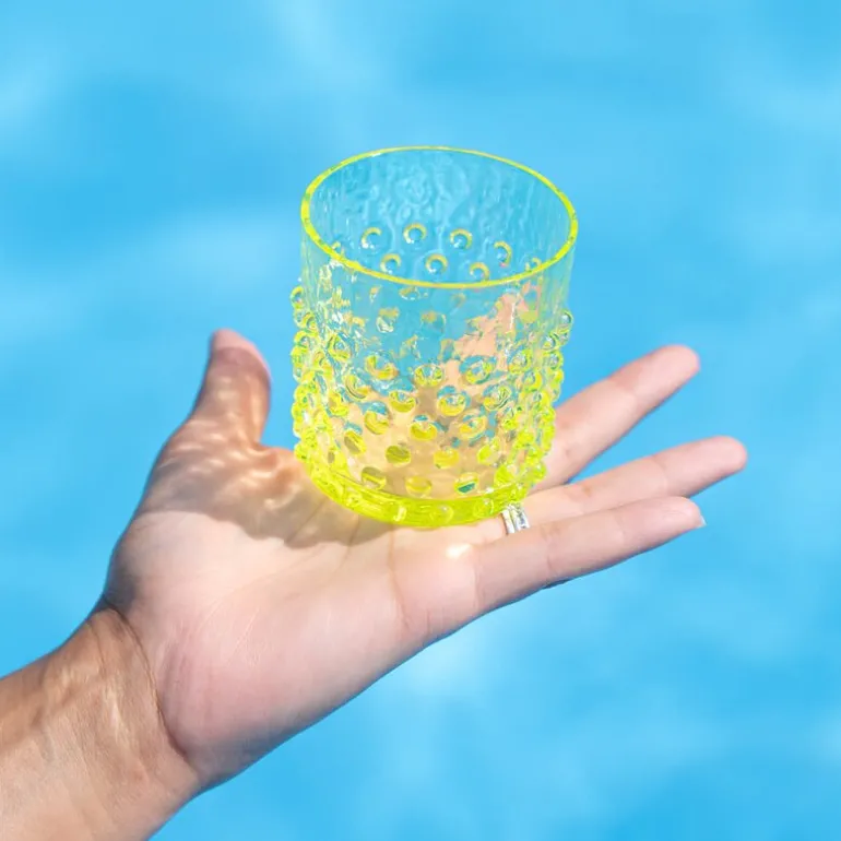 Hobnail vannglass 15 cl neon citrine
