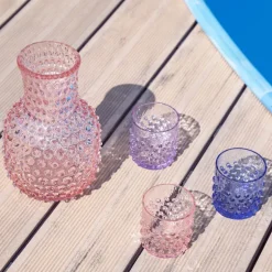 Hobnail vannglass 15 cl rosaline