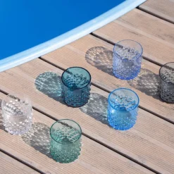 Hobnail vannglass 15 cl tåkeblå