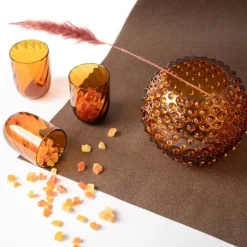 Hobnail vase 18 cm amber