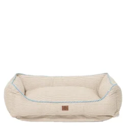 Hundeseng 45x60 cm beige/hvit/blå stripete