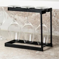Hylle til vinglass 13x28x24 cm svart