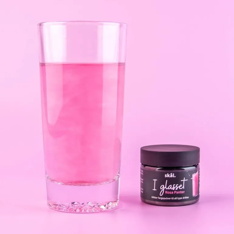 I glasset glitterfarge rosa panter