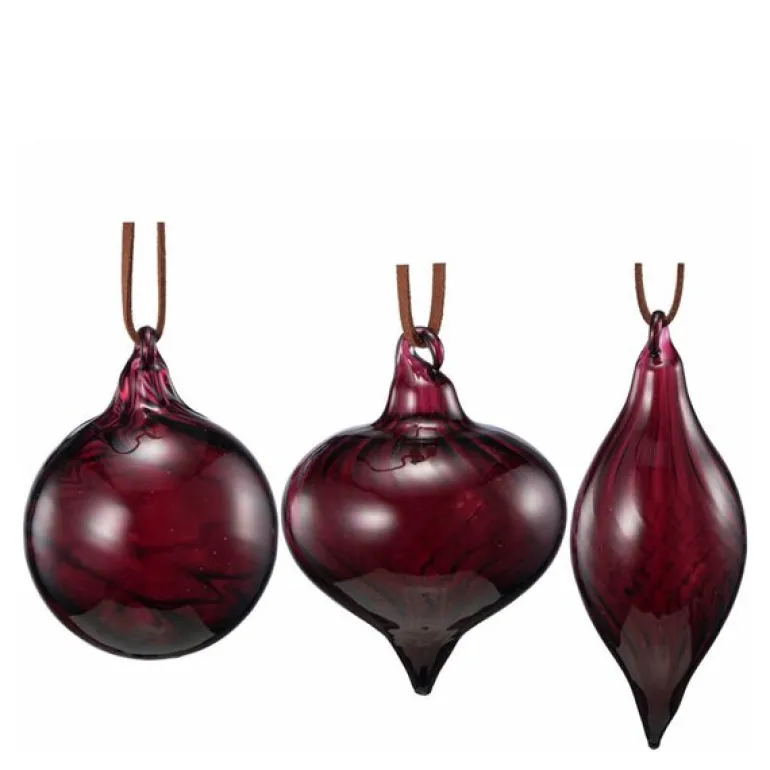 Julekule glass 1 stk 6 cm burgunder – assortert modell