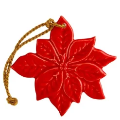 Juleornament julerose 9 cm rød