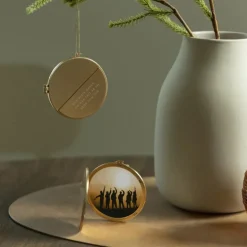 Julepynt medaljong m/fotoramme 7x7 cm bror gull