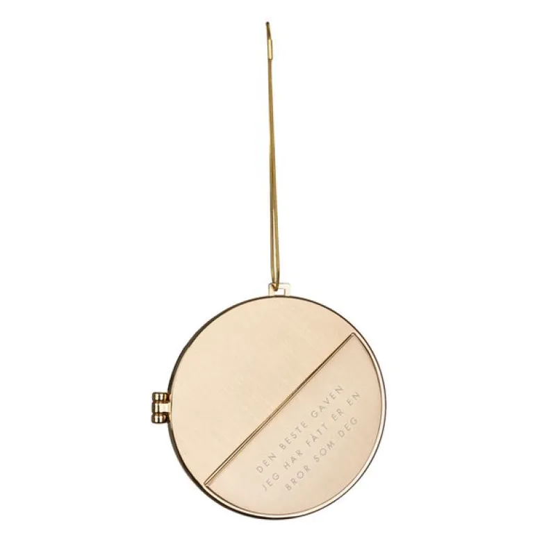Julepynt medaljong m/fotoramme 7x7 cm bror gull