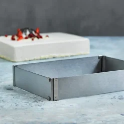 Justerbar rektangulær kakeform 18x25x5 rustfritt stål
