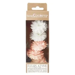 Kakepynt dahlia 7g 5 stk hvit/rosa