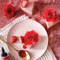 Kakepynt rose 6g 3 stk rød