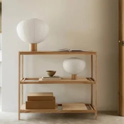 Kami bordlampe 46 cm rispapir/eik