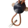Kay Bojesen nøkkelring ape 3 cm gull/lær/mørk grå