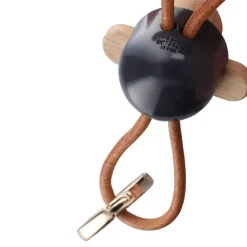 Kay Bojesen nøkkelring ape 3 cm gull/lær/mørk grå