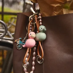 Kay Bojesen nøkkelring minifugl med lær grønn